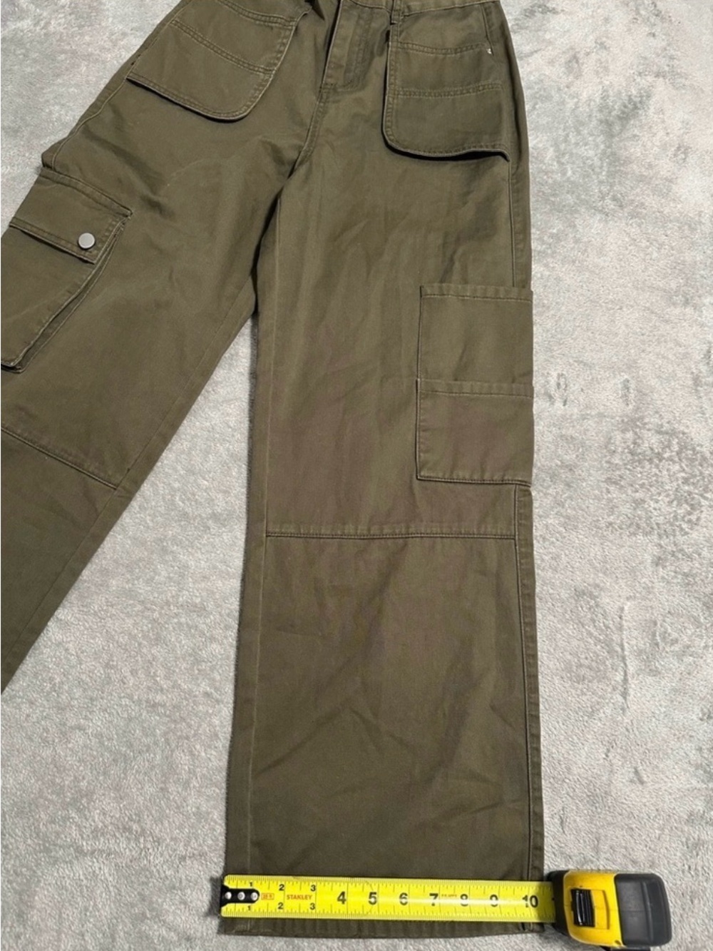 Gracia Olive Green Utility Cargo Pants Wide Leg Cropped High Rise NWT Small - Picture 10 of 10